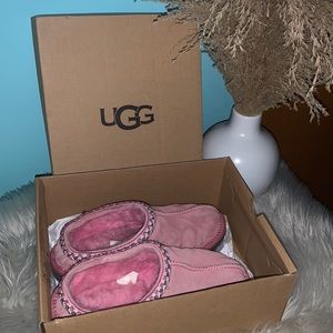 UGG Tasman II Pink Suede Wool Slippers Girls Kids US Size 4